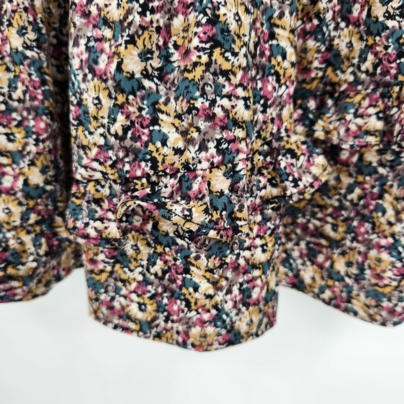 Storia Ditzy Floral Long Sleeve Mini Dress Womens Size Small V Neck Smocked - Picture 4 of 10